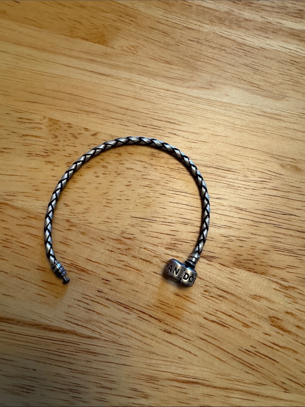 Silver Braided Pandora Cuff Bracelet